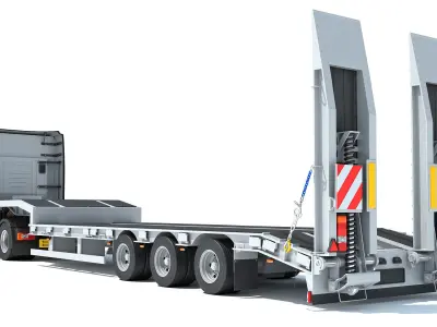 Truck with Platform Trailer 3D model