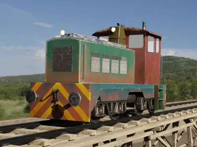 Railway Bridge 3D models complete of locomotive 3D model