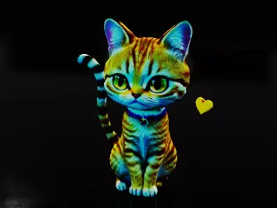 Adorable Kitten Sculpture Low-poly 3D model