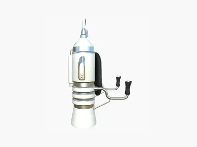 Jetpack E05 White Aluminum - SciFi Character Design Low-poly 3D model