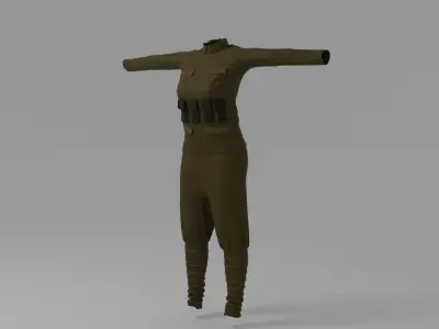 WW1 Soldier Woman Uniform  Low-poly 3D model