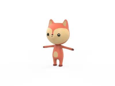 Stylized Character 001 Wolf Low-poly 3D model