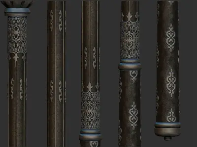Medieval mace Low-poly 3D model 13