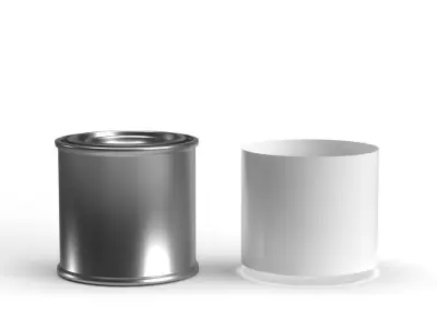 One fourth pint paint can with lid 3D model purchase