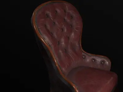 Victorian chair Low-poly 3D model