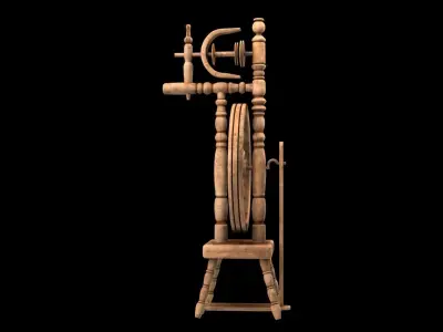 Spinning wheel Low-poly 3D model