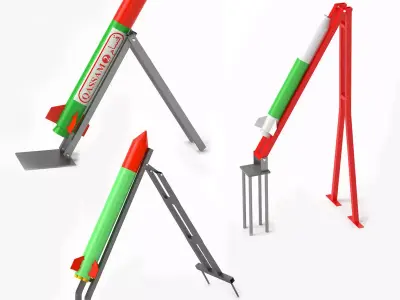 Qassam Rocket with launcher collection  3D model