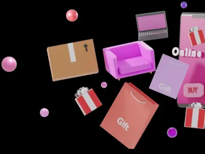 Shopping Illusturation Low-poly 3D model