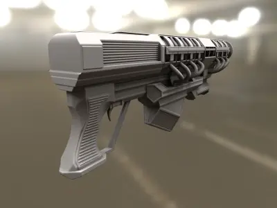 Rail Gun High Poly Version  3D model