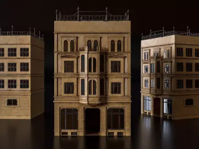 Mediterranean residential building Low-poly 3D model