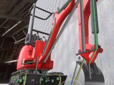  Mini-Excavator and - Rigged and Low-Poly Low-poly 3D model