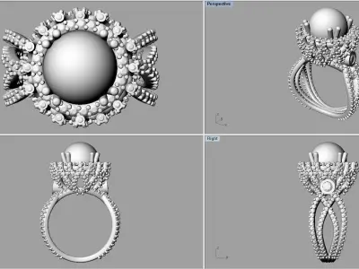 pearl engagement ring  3D print model