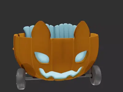 Halloween  pumpkin Car Free low-poly 3D model