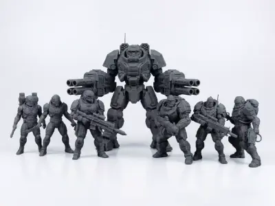 Futuristic Soldiers Miniature Set   3D print model