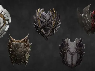 Fantasy Weapons Models For Games with Textures Low-poly 3D model