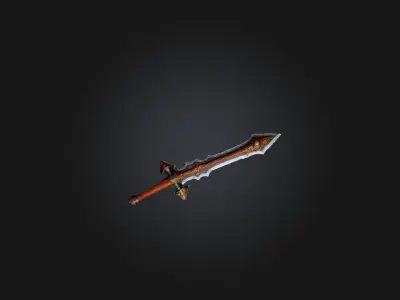 Rust-Encrusted Sword Model Low-poly 3D model