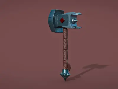 Stylized Battle Hammer Low-poly 3D model
