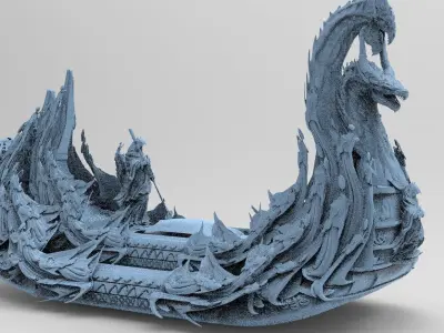 Kharon the Ferryman boat with ferryman  3D model