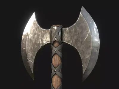 Viking Medieval  Double Bladed Two Handed Battle Axe Low-poly 3D model