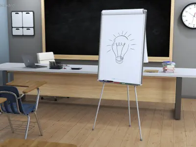 Flip Chart Stand with Sketch 3D model
