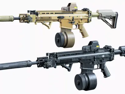 Modular tactical MK17 FN SCAR-H Low-poly 3D model