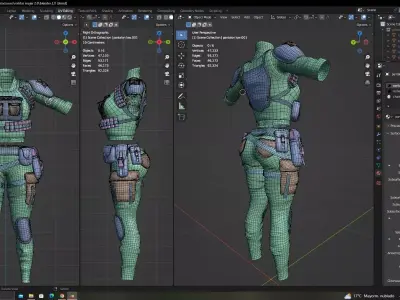 character military woman  Low-poly 3D model