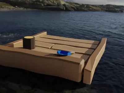 WOODEN - RAFT Free low-poly 3D model