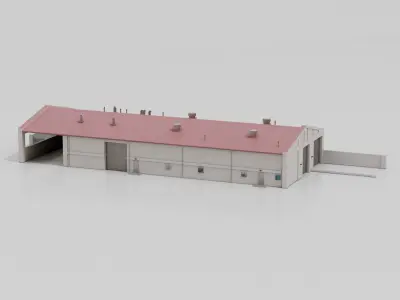 Warehouse Factory 1 Low-poly 3D model