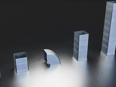 Modular Industrial Metal Duct Set Low-poly 3D model