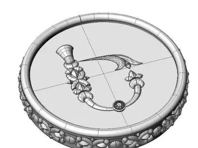 Brooche with armenian letter E 3D print model