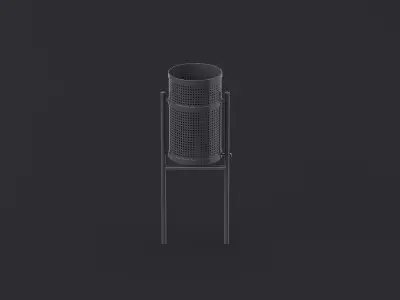 Trash Can Outdoor Metal Round Low-poly 3D model