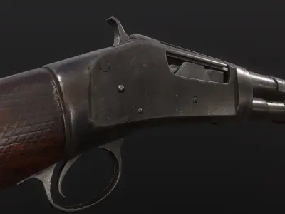 Winchester 1897 shotgun ww2 pbr low-poly Low-poly 3D model