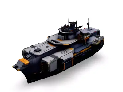 Scifi Gunship Futuristic Warship Model Low-poly 3D model