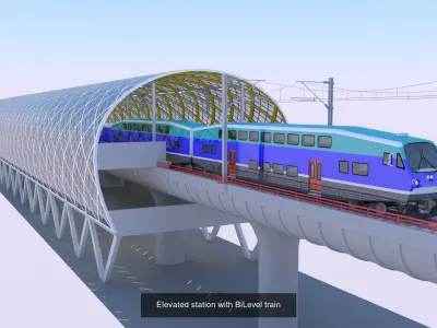 BiLevel train stations bundle 3D Model Pack