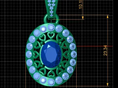 ANTIQUE BLUE SAPPHIRE PENDANT 3D PRINTABLE MODEL 3D print model