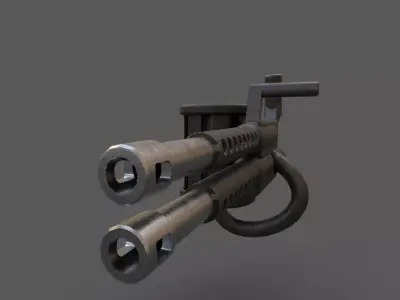 Heavy gameready minigun Low-poly 3D model