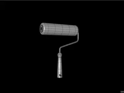 Round roller paint brush 3D model Free 3D model