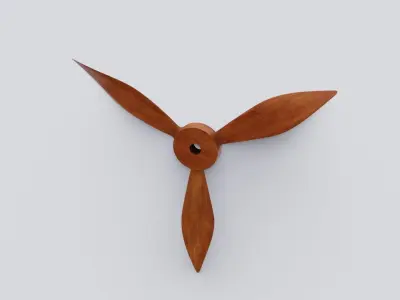 Fan 3D model wooden propeller Low-poly 3D model