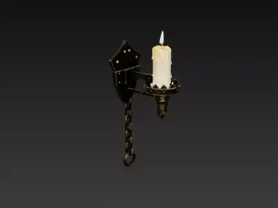 Medieval Wall Candle Sconce - PBR Low Poly Game Ready Low-poly 3D model