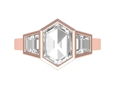 Hexagone 3 Stone Ring 3D print model