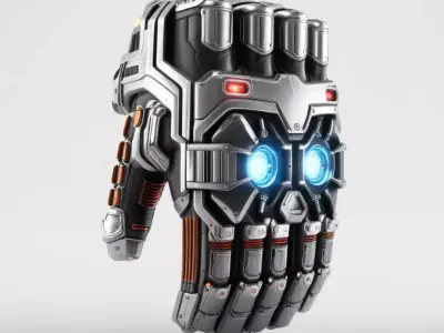 Futuristic Power Gauntlet Glowing Worn 3D model