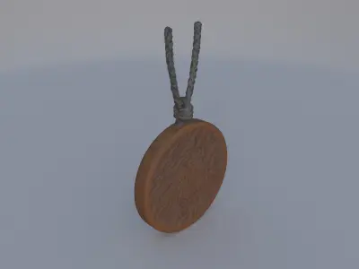 Runed Wooden Amulet 3D model
