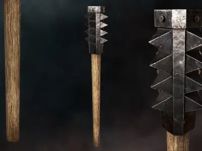 Wood Mace Low-poly 3D model