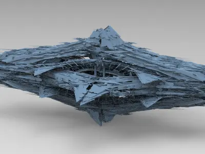 Cyberpunk magma oil rig fountain ship 1  3D model