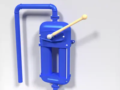 Manual two-piston pump with full mechanism 3D model