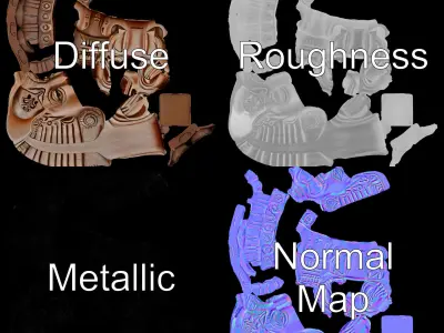Intricate Wooden Totem Model Pack Texture