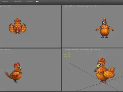 Cartoon rooster Low-poly 3D model