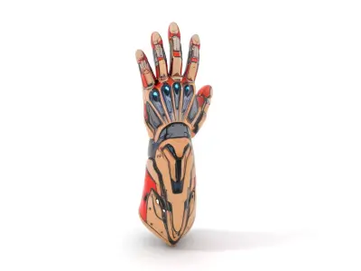 Futuristic Robotic Arm Model Pack with Articulated Fingers Low-poly 3D model