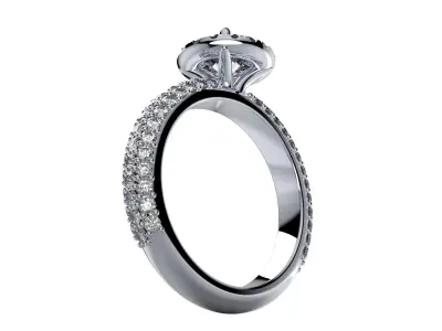 Engagement Ring Halo Settings With Basket Style For Media - SK1  3D model
