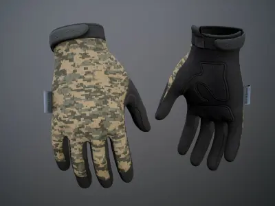 Tactical Combat Gloves 04 Low-poly 3D model